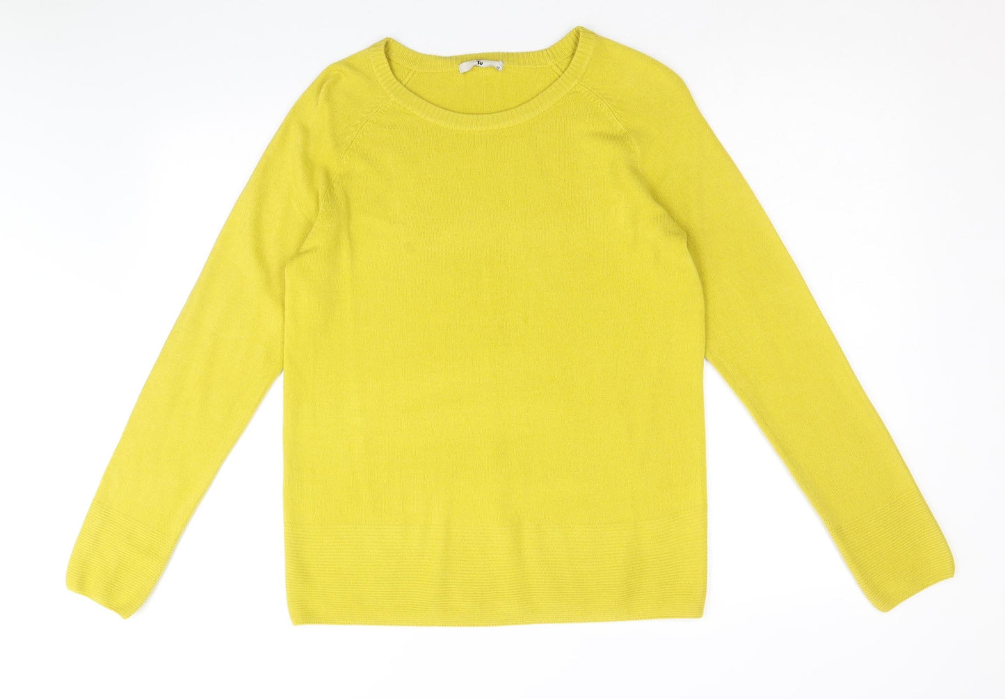 TU Womens Green Round Neck Acrylic Pullover Jumper Size 12