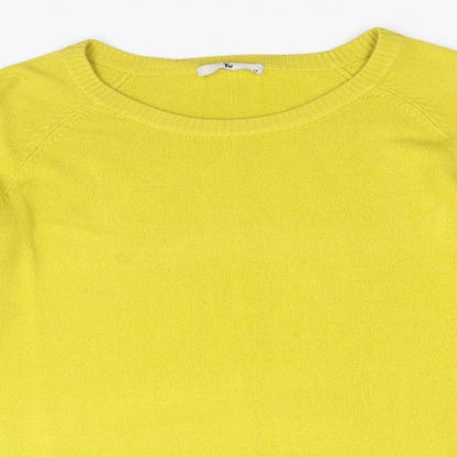 TU Womens Green Round Neck Acrylic Pullover Jumper Size 12