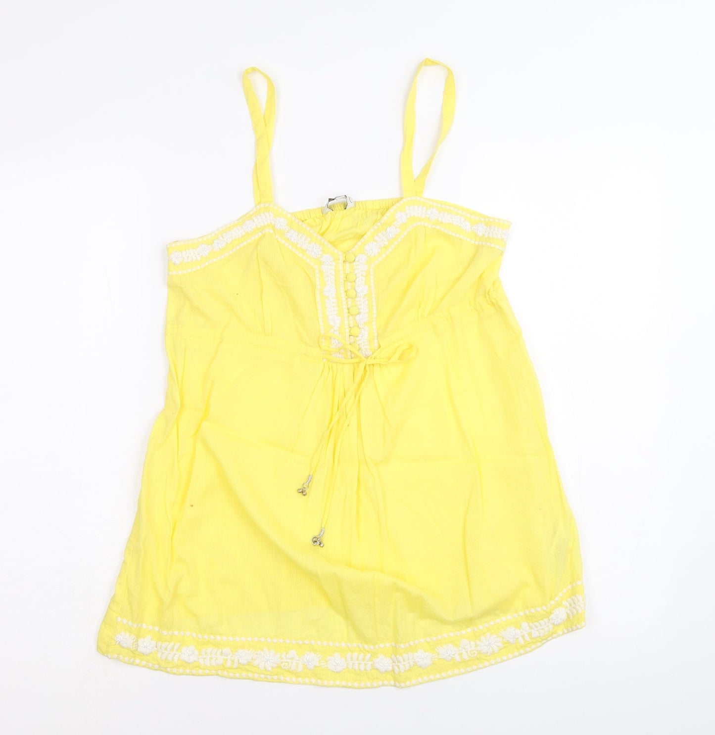 Womens UK Size 10 New Look Yellow Basic Tank