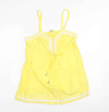 Womens UK Size 10 New Look Yellow Basic Tank
