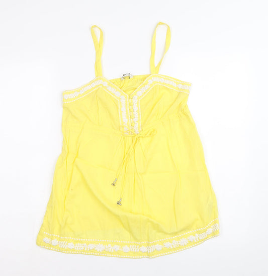 Womens UK Size 10 New Look Yellow Basic Tank
