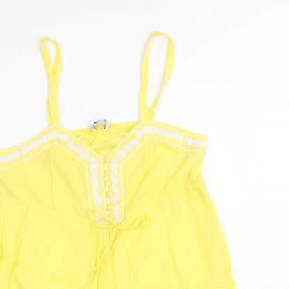 Womens UK Size 10 New Look Yellow Basic Tank