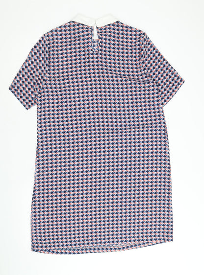 Papaya Womens Multicoloured Geometric Polyester Shift Size 14 Collared Button