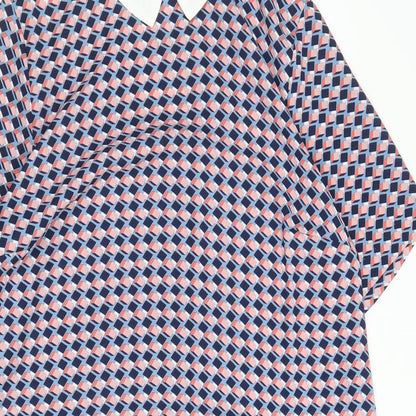 Papaya Womens Multicoloured Geometric Polyester Shift Size 14 Collared Button