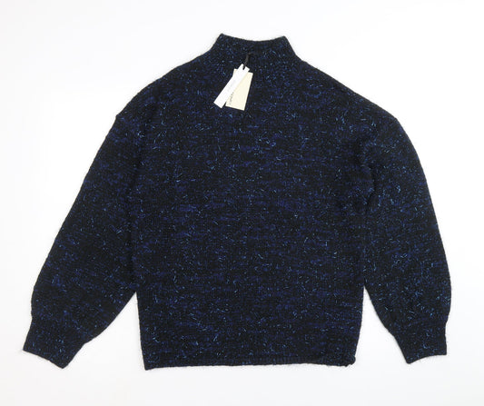 Capsule Womens Blue Mock Neck Acrylic Pullover Jumper Size 8 - Size 8-10