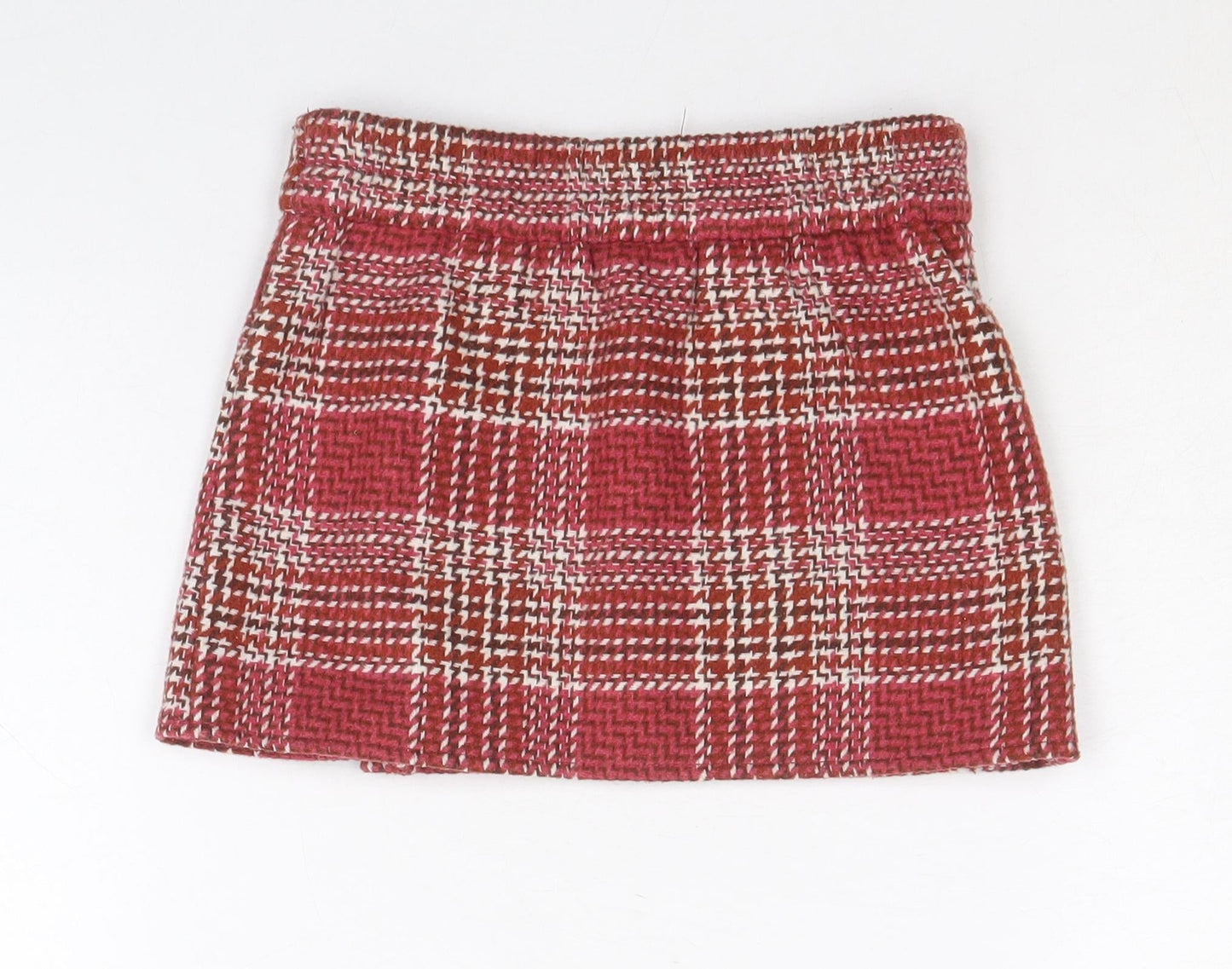 Matalan Girls Red Plaid Polyester A-Line Skirt Size 4 Years Regular Pull On