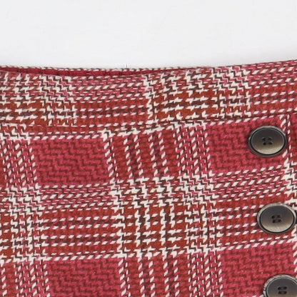 Matalan Girls Red Plaid Polyester A-Line Skirt Size 4 Years Regular Pull On