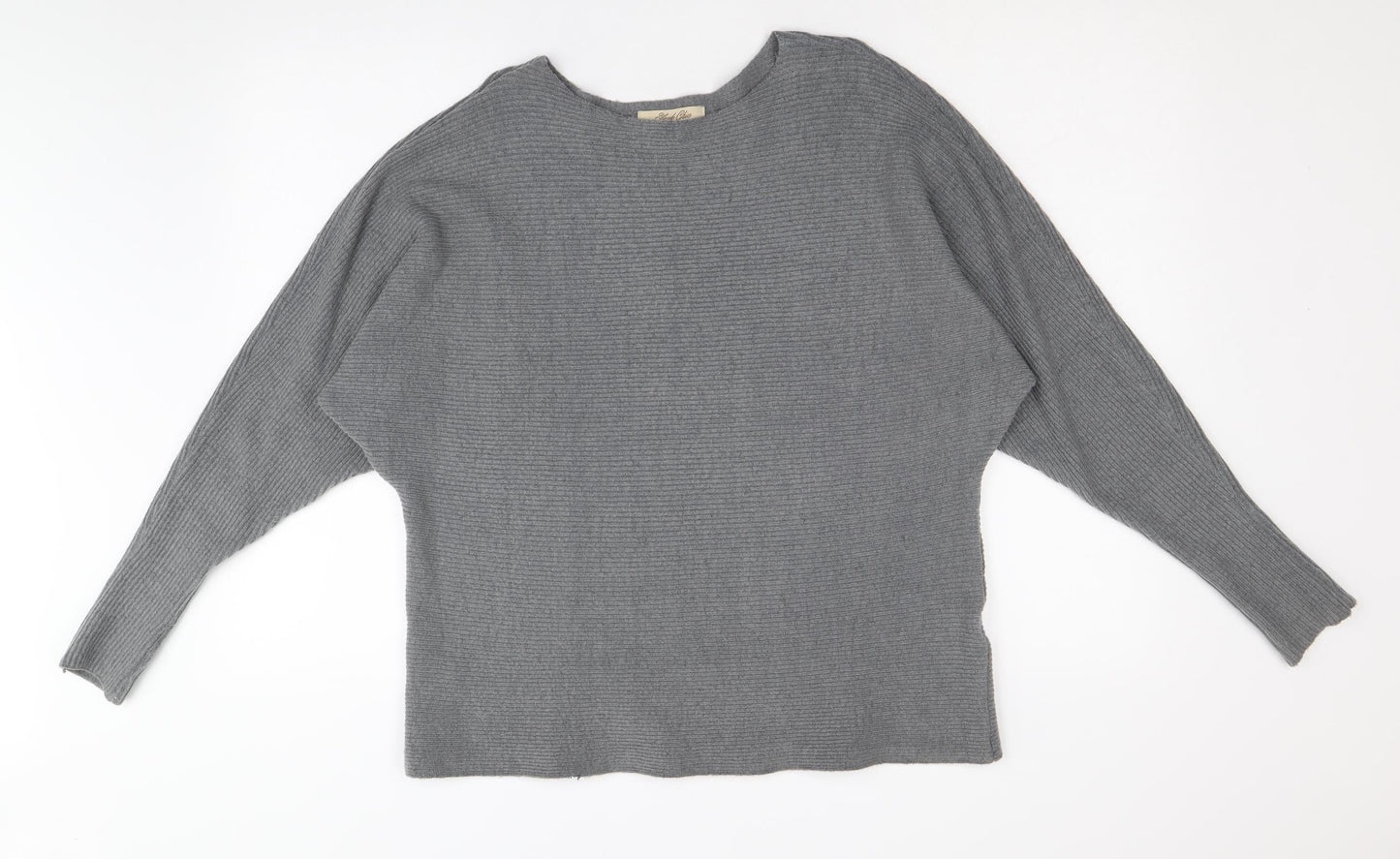 Sleek Chic Womens Grey Round Neck Acrylic Pullover Jumper Size M