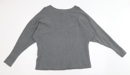 Sleek Chic Womens Grey Round Neck Acrylic Pullover Jumper Size M