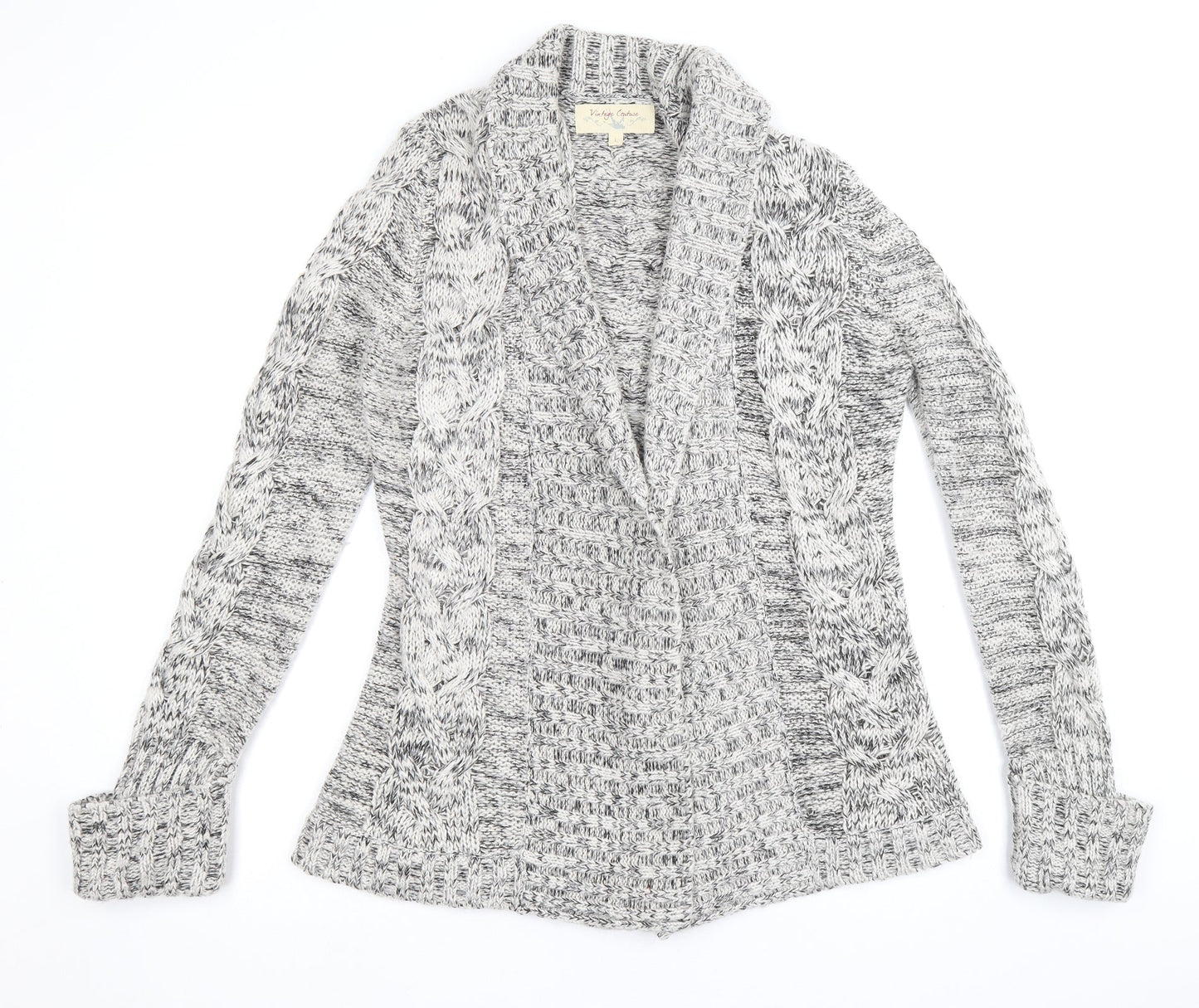 Vintage Couture Womens Beige V-Neck Acrylic Cardigan Jumper Size L