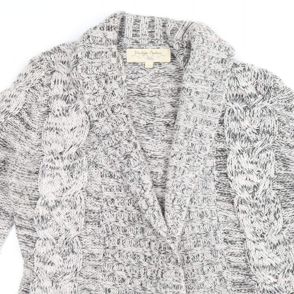 Vintage Couture Womens Beige V-Neck Acrylic Cardigan Jumper Size L