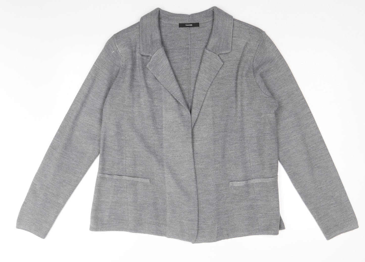 George Womens Grey V-Neck Acrylic Cardigan Jumper Size 12