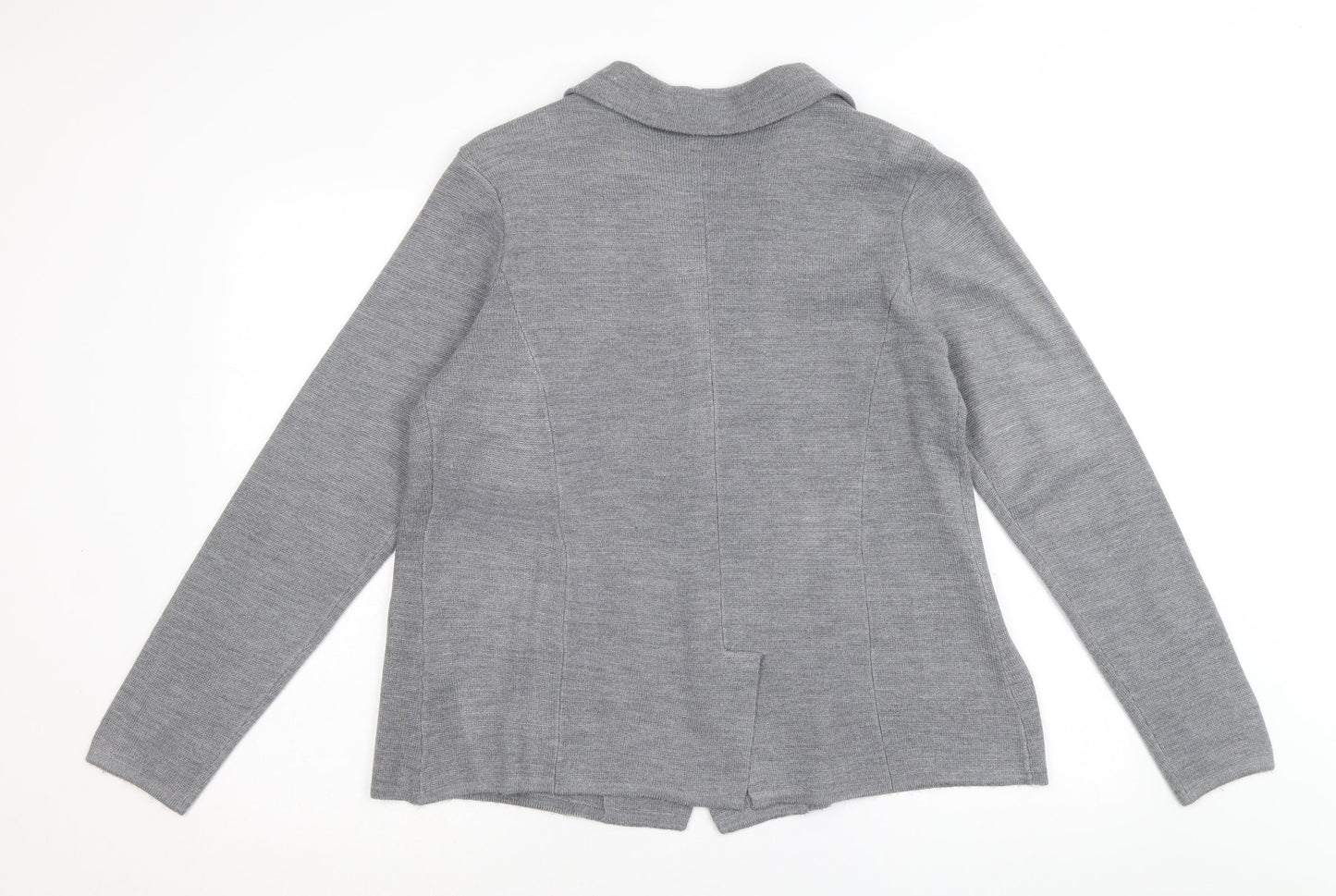 George Womens Grey V-Neck Acrylic Cardigan Jumper Size 12