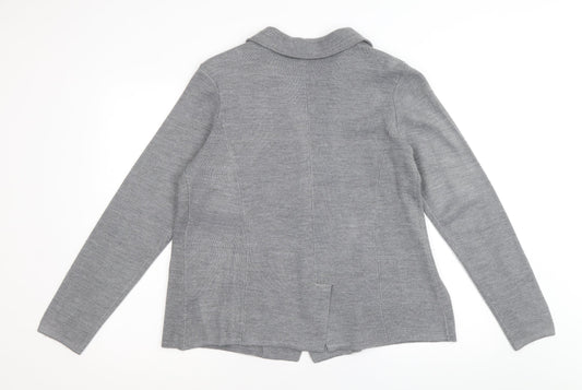 George Womens Grey V-Neck Acrylic Cardigan Jumper Size 12