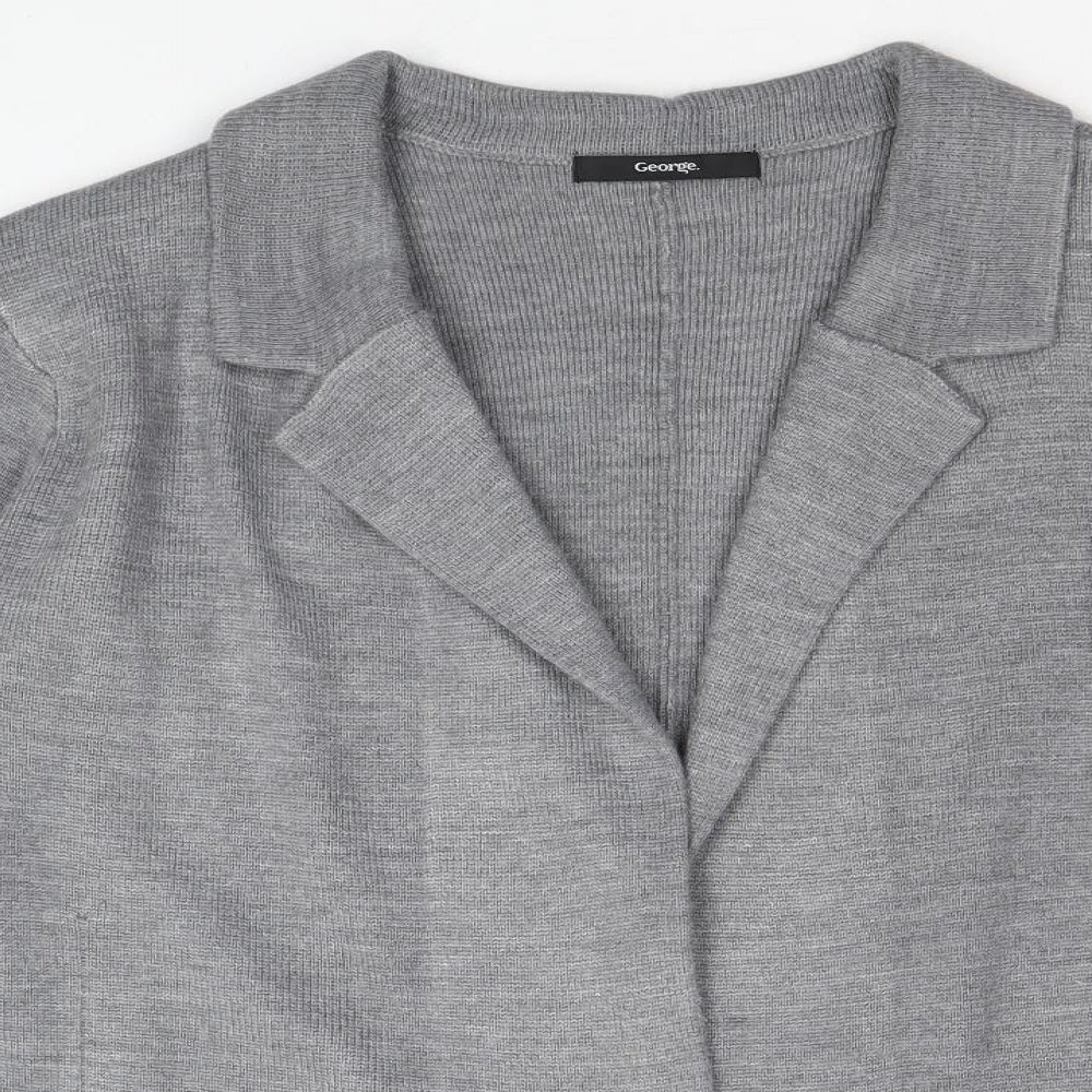 George Womens Grey V-Neck Acrylic Cardigan Jumper Size 12