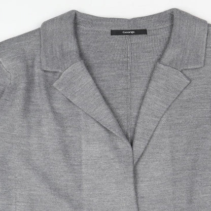 George Womens Grey V-Neck Acrylic Cardigan Jumper Size 12