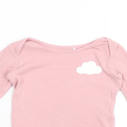 Lily & Dan Girls Pink 100% Cotton Babygrow One-Piece Size 6-9 Months Snap - Clouds Print