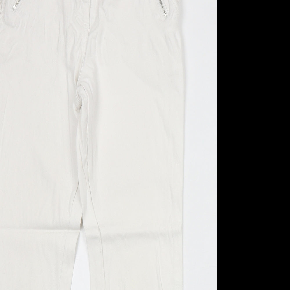 M&Co Womens White Cotton Straight Jeans Size 10 Regular Zip