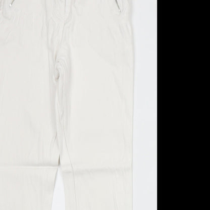 M&Co Womens White Cotton Straight Jeans Size 10 Regular Zip