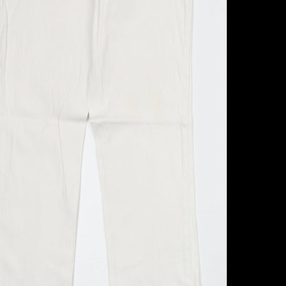 M&Co Womens White Cotton Straight Jeans Size 10 Regular Zip