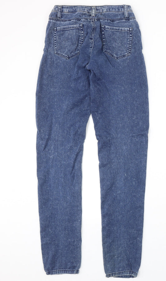 Denim & Co. Womens Blue Cotton Skinny Jeans Size 10 Regular Zip