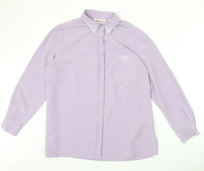 Womens UK Size 18 Kaleidoscope Purple Basic Button-Up