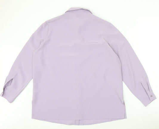 Womens UK Size 18 Kaleidoscope Purple Basic Button-Up