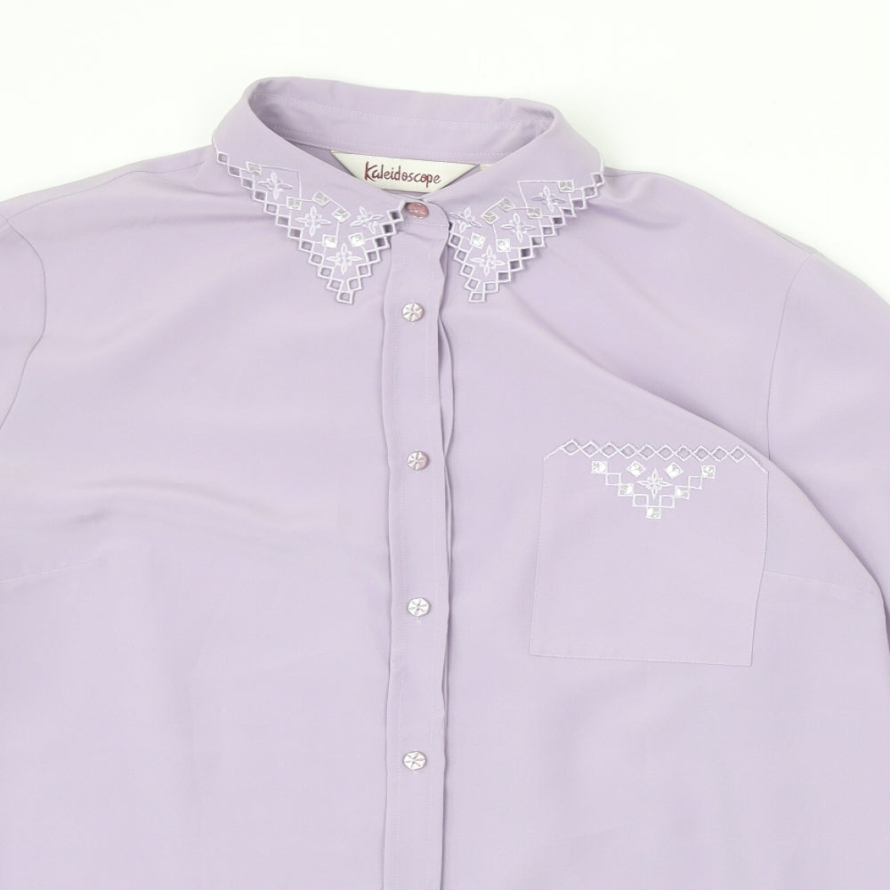 Womens UK Size 18 Kaleidoscope Purple Basic Button-Up