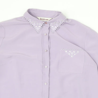 Womens UK Size 18 Kaleidoscope Purple Basic Button-Up