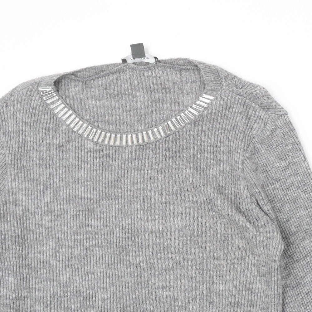 Primark Womens Grey Scoop Neck Acrylic Pullover Jumper Size L