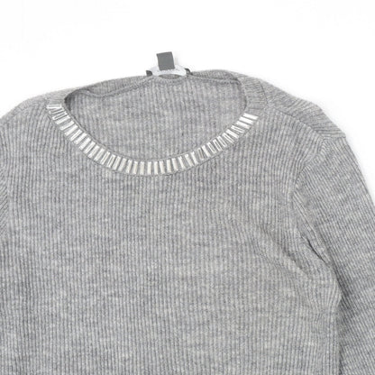 Primark Womens Grey Scoop Neck Acrylic Pullover Jumper Size L