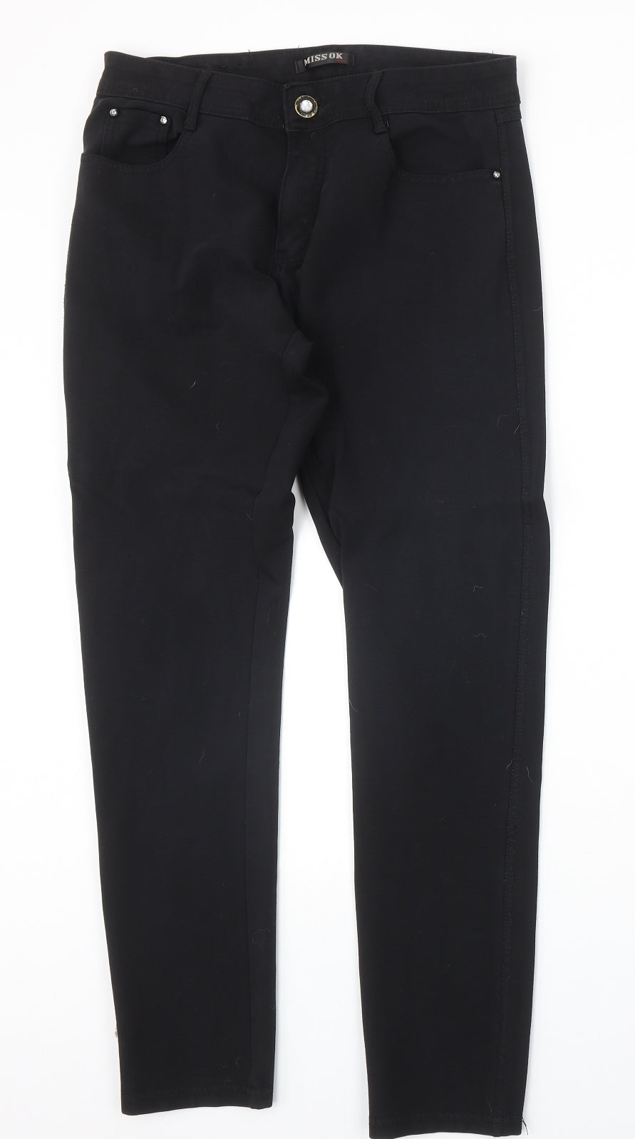 Miss Ok Womens Black Polyester Straight Jeans Size 30 in Regular Zip