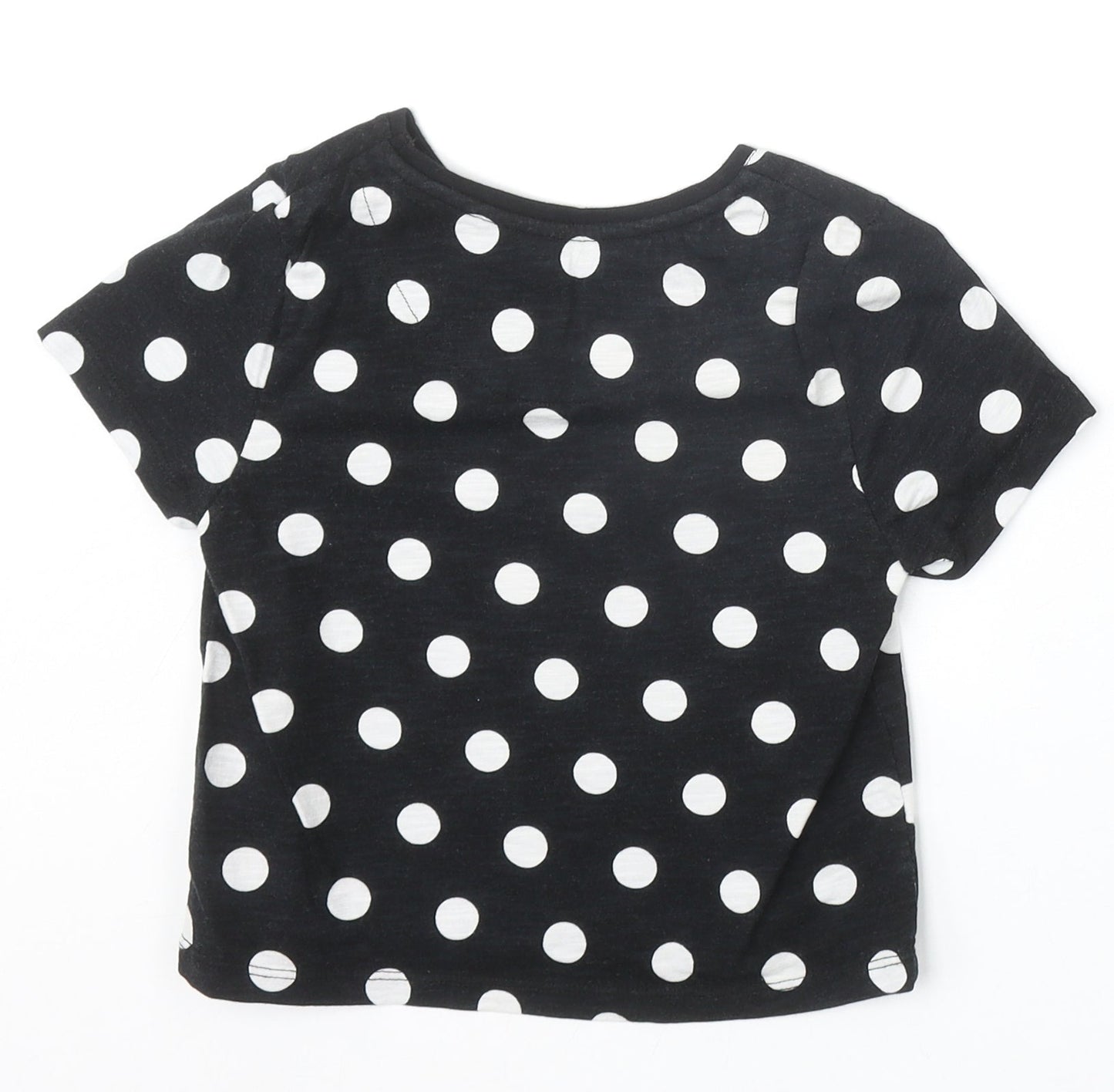 F&F Girls Black Polka Dot 100% Cotton Basic T-Shirt Size 6-7 Years Round Neck Pullover - Bestie Slogan