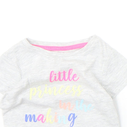 Pep&Co Girls Grey Cotton Pullover T-Shirt Size 9-12 Months Boat Neck Pullover - Little Princess