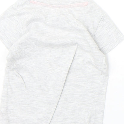 Pep&Co Girls Grey Cotton Pullover T-Shirt Size 9-12 Months Boat Neck Pullover - Little Princess