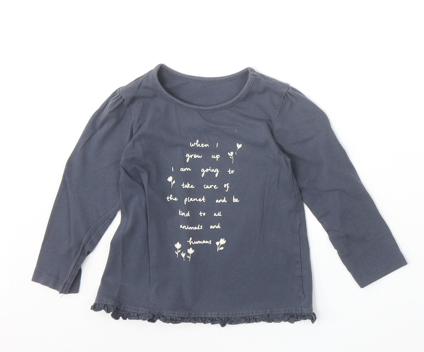 George Girls Blue 100% Cotton Pullover T-Shirt Size 18-24 Months Boat Neck Pullover - Quote