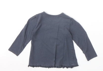 George Girls Blue 100% Cotton Pullover T-Shirt Size 18-24 Months Boat Neck Pullover - Quote