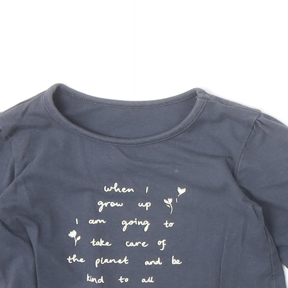George Girls Blue 100% Cotton Pullover T-Shirt Size 18-24 Months Boat Neck Pullover - Quote