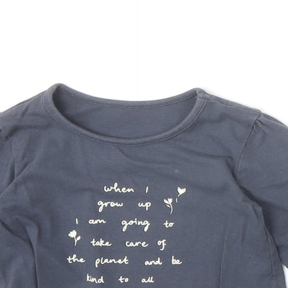 George Girls Blue 100% Cotton Pullover T-Shirt Size 18-24 Months Boat Neck Pullover - Quote