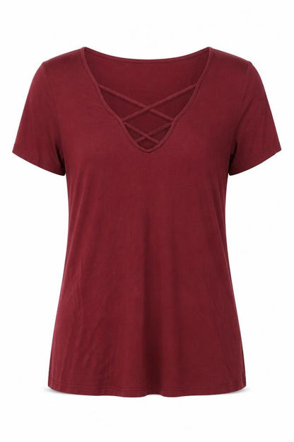 Womens UK Size 8 Topshop Red Basic T-Shirt
