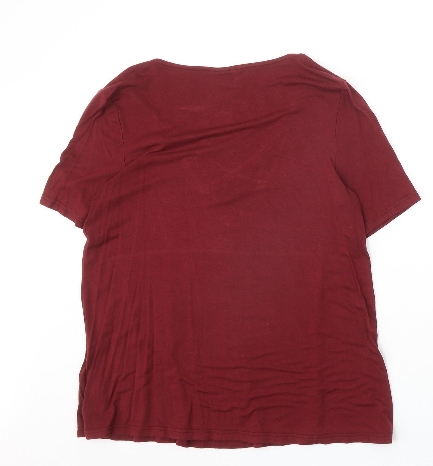 Womens UK Size 8 Topshop Red Basic T-Shirt