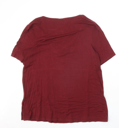 Womens UK Size 8 Topshop Red Basic T-Shirt