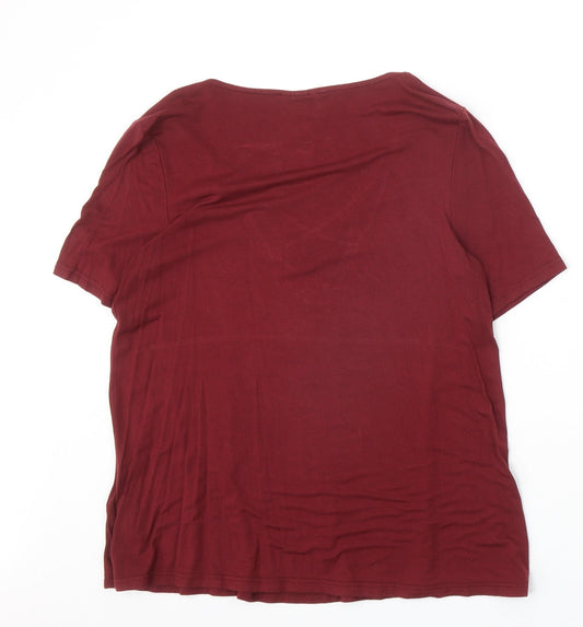 Womens UK Size 8 Topshop Red Basic T-Shirt