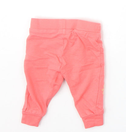 F&F Girls Pink Cotton Jogger Trousers Size 0-3 Months Pullover