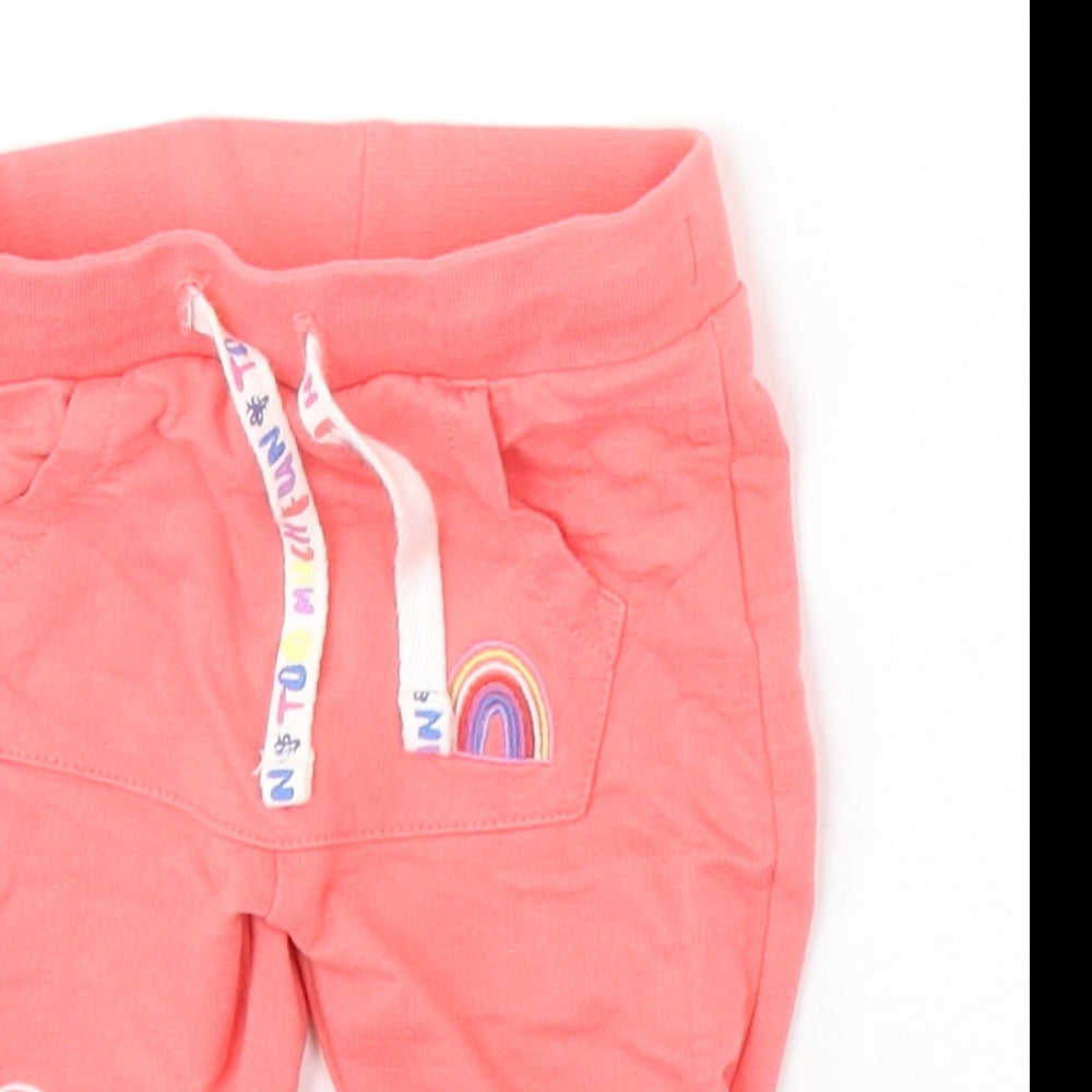 F&F Girls Pink Cotton Jogger Trousers Size 0-3 Months Pullover
