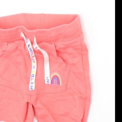F&F Girls Pink Cotton Jogger Trousers Size 0-3 Months Pullover