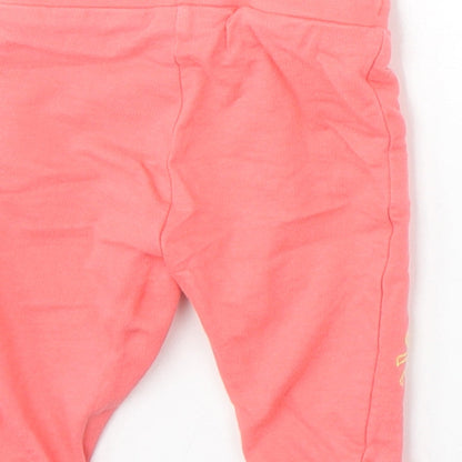 F&F Girls Pink Cotton Jogger Trousers Size 0-3 Months Pullover