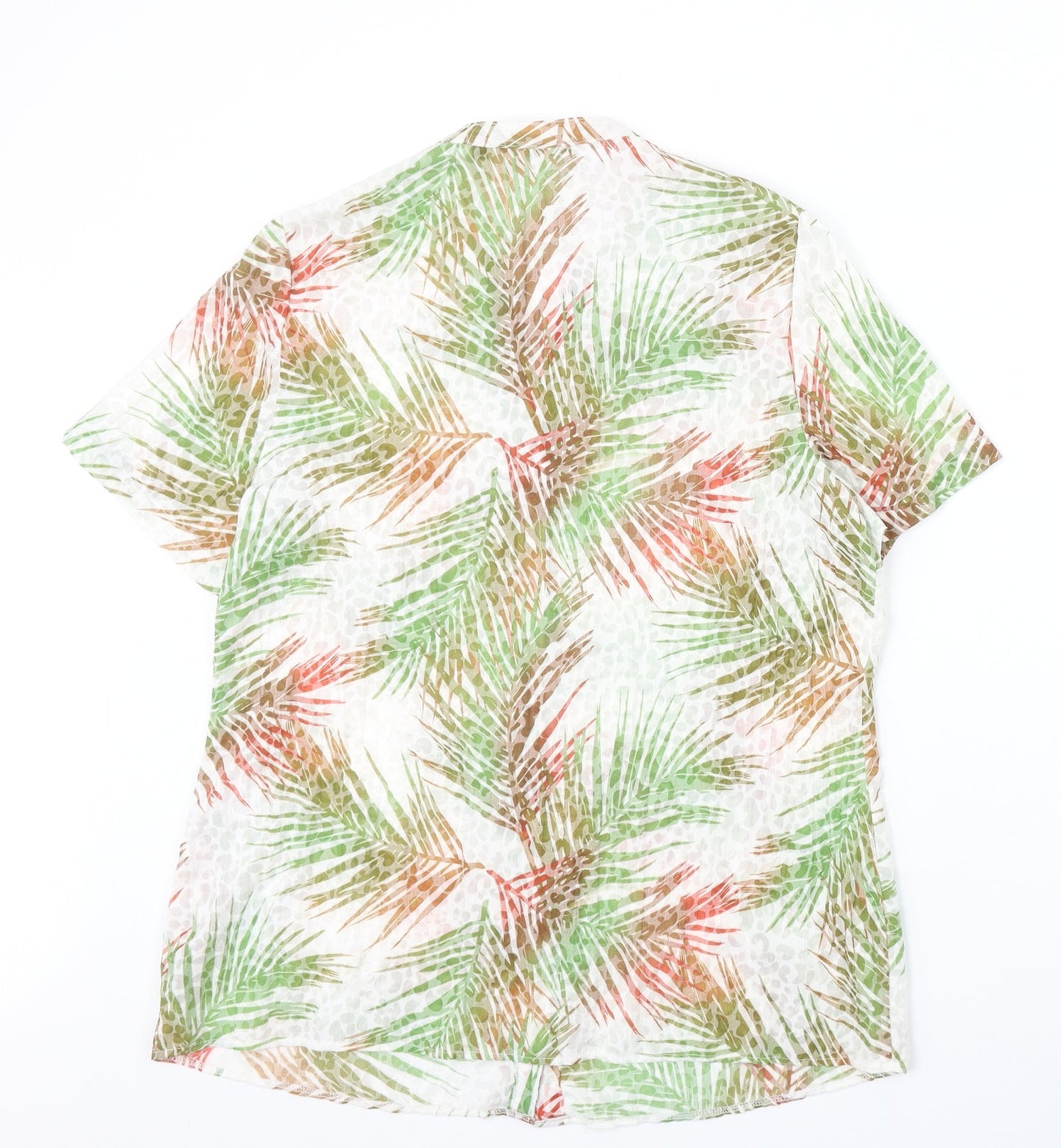 EWM Womens Multicoloured Geometric Polyester Basic Blouse Size 14 V-Neck - Leaf Print