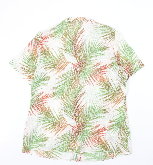 EWM Womens Multicoloured Geometric Polyester Basic Blouse Size 14 V-Neck - Leaf Print