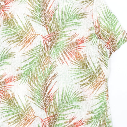 EWM Womens Multicoloured Geometric Polyester Basic Blouse Size 14 V-Neck - Leaf Print
